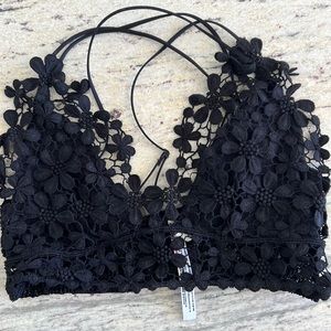 NWOT Free People Miss Dazie Intimately Embroidered Lace Cotton-Blend Black